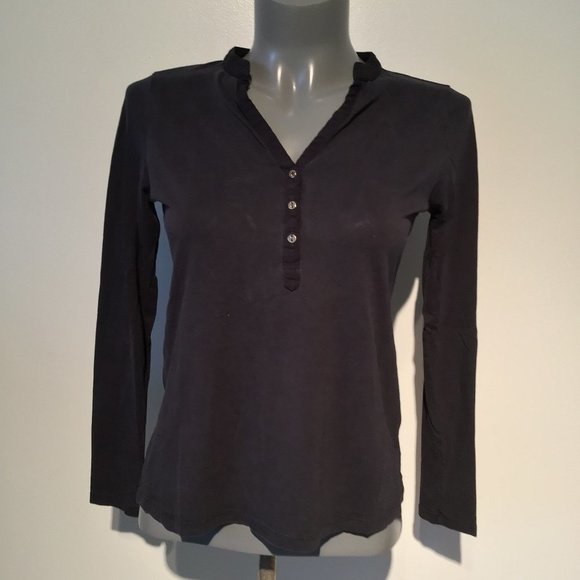 MASSIMO Duitti Long Sleeve Button Front V-Neck Top - Picture 1 of 11